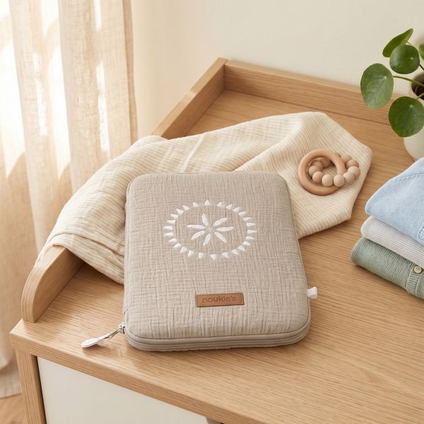 Noukie's Moon Feathers Hoes Gezondheidsboekje - Hydrofiel - Beige Noukie's Moon Feathers Hoes Gezondheidsboekje - Hydrofiel - Beige
