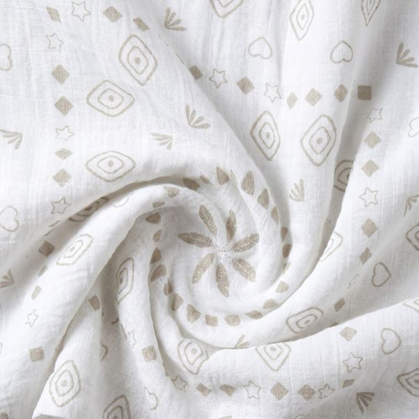 Noukie's Moon Feathers Hydrofiele Doeken - 2 Stuks - 100 x 100 cm - Beige Noukie's Moon Feathers Hydrofiele Doeken - 2 Stuks - 100 x 100 cm - Beige
