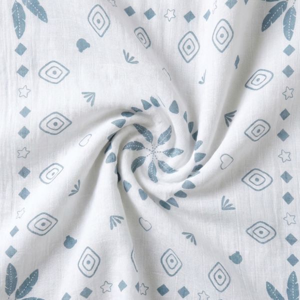 Noukie's Moon Feathers Hydrofiele Doeken - 3 Stuks - 70 x 70 cm - Beige/Blauw
