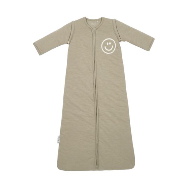Meyco Baby Slaapzak Met Afritsbare Mouwen Slub Met Smile Applicatie Taupe / Offwhite 70 cm Meyco Baby Slaapzak Met Afritsbare Mouwen Slub Met Smile Applicatie Taupe / Offwhite 70 cm