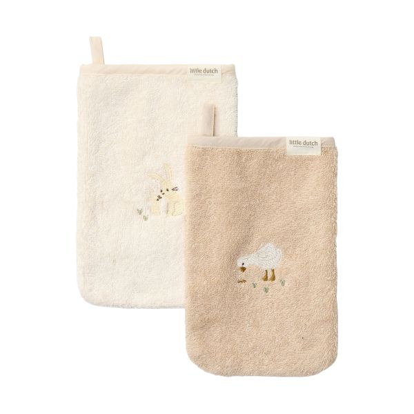 Little Dutch Baby Bunny Washandjes Geborduurd - 2 Stuks - 21 x 14 cm Little Dutch Baby Bunny Washandjes Geborduurd - 2 Stuks - 21 x 14 cm