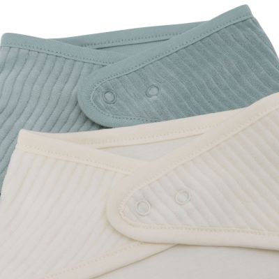 Jollein Slab Bandana - 2 Pack - Velvet Rib - Sea Green / Ivory Jollein Slab Bandana - 2 Pack - Velvet Rib - Sea Green / Ivory