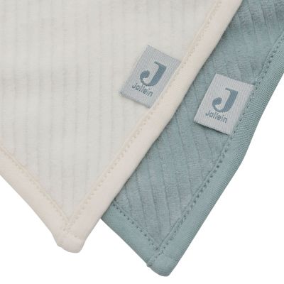 Jollein Slab Bandana - 2 Pack - Velvet Rib - Sea Green / Ivory Jollein Slab Bandana - 2 Pack - Velvet Rib - Sea Green / Ivory