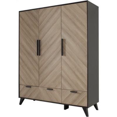 Interbaby Bed 90 x 200 - Bureau - Nachtkastje - Hanglegkast 3 Deuren/2 Laden Lancaster