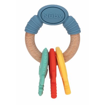 Nûby Hout/Silicone Bijtsleutels 3mnd+ Nûby Hout/Silicone Bijtsleutels 3mnd+
