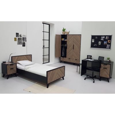 Interbaby Bed 90 x 200 - Bureau - Nachtkastje - Hanglegkast 2 Deuren/1 Lade Lancaster