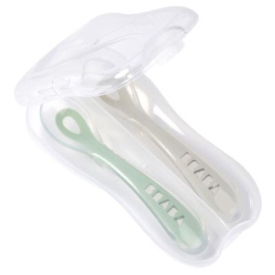 Beaba Lepelset - 2 Delig - Velvet Grey/Sage Green Beaba Lepelset - 2 Delig - Velvet Grey/Sage Green