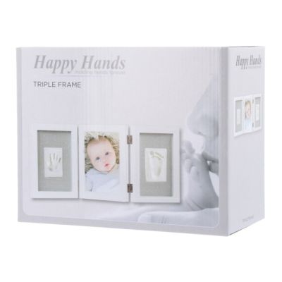 Happy Hands Baby Print Triple Frame Kit White Happy Hands Baby Print Triple Frame Kit White