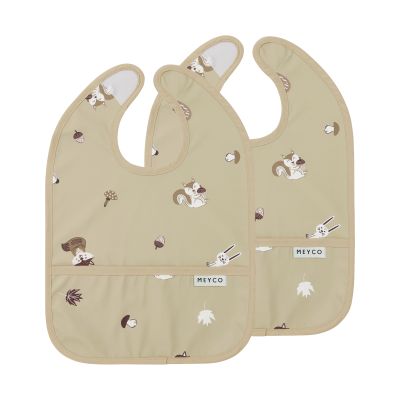 Meyco Slab met Opvangbak - Forest Animals - Sand - 2-Pack