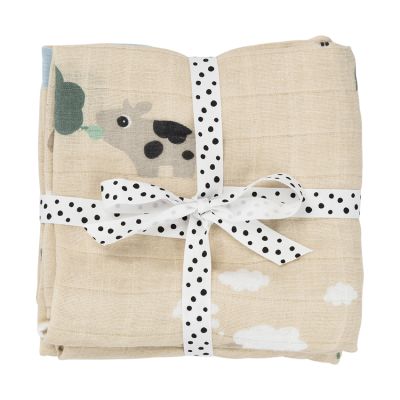 Done By Deer Tiny Farm Multidoek - 2-Pack - Sand