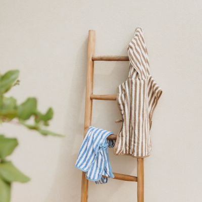 Meyco Badponcho - Badstof Jacquard Fat Stripe - Jeans Blue - 1-3 jaar