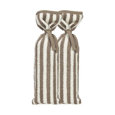 Meyco Kruikenzak - Badstof Jacquard Fat Stripe - Taupe - 2-pack Meyco Kruikenzak - Badstof Jacquard Fat Stripe - Taupe - 2-pack