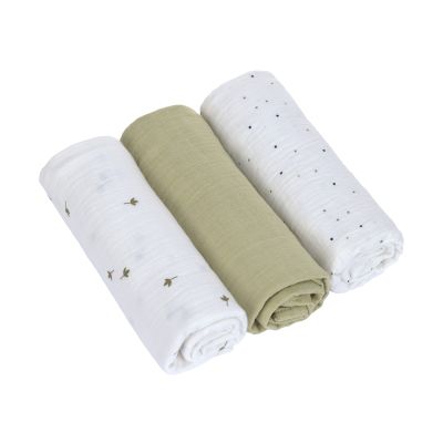 Lässig Swaddle & Burp L Multidoek - GOTS - 3pcs - 85 x 85 cm - Leave Olive Lässig Swaddle & Burp L Multidoek - GOTS - 3pcs - 85 x 85 cm - Leave Olive