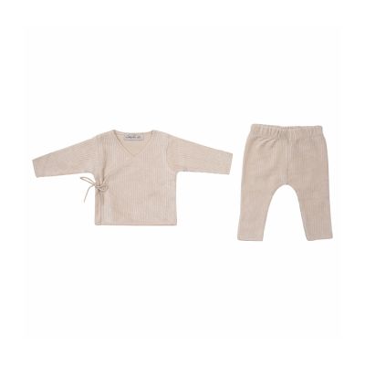 Witlof For Kids Velvet Rib Overslagtruitje + Broekje - Maat 62/68 - Soft Sand Witlof For Kids Velvet Rib Overslagtruitje + Broekje - Maat 62/68 - Soft Sand
