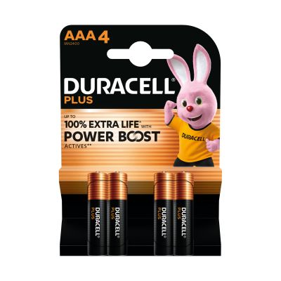 Duracell Plus Batterijen - Alkaline 100% – AAA 4‑Pack