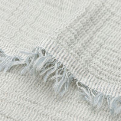 Jollein Deken Ledikant - 120 x 120 cm Fringe Stripe Sea Green/Ivory GOTS Jollein Deken Ledikant - 120 x 120 cm Fringe Stripe Sea Green/Ivory GOTS