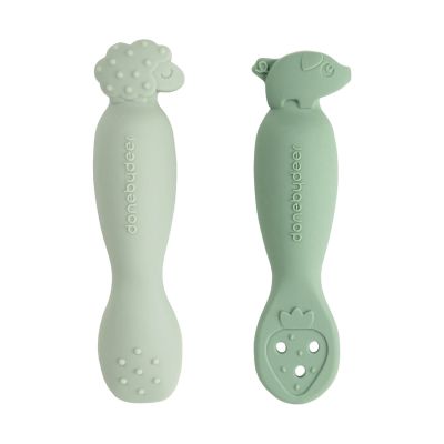 Done By Deer Tiny Farm Oefen Lepel Set - Green Done By Deer Tiny Farm Oefen Lepel Set - Green