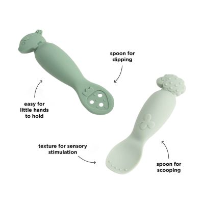 Done By Deer Tiny Farm Oefen Lepel Set - Green Done By Deer Tiny Farm Oefen Lepel Set - Green