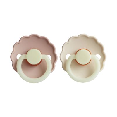 FRIGG Daisy Glow In The Dark Fopspeen - 2 Stuks - 0-6 Mnd - Cream/Blush FRIGG Daisy Glow In The Dark Fopspeen - 2 Stuks - 0-6 Mnd - Cream/Blush
