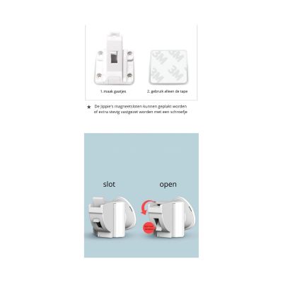 Jippie's Zelfklevend Magneetslot - 4 Stuks + 1 Sleutel 