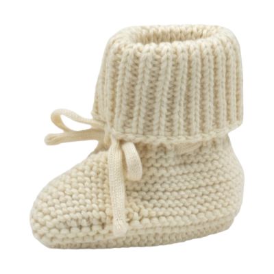 Lodger Gebreide Slofjes Cotton - Maat 0-6 Mnd - Butter Lodger Gebreide Slofjes Cotton - Maat 0-6 Mnd - Butter
