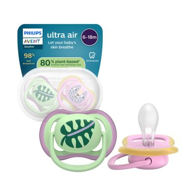 Philips Avent Ultra Air Fopspeen - 6-18 Mnd - 2 Stuks - Plant-based Philips Avent Ultra Air Fopspeen - 6-18 Mnd - 2 Stuks - Plant-based