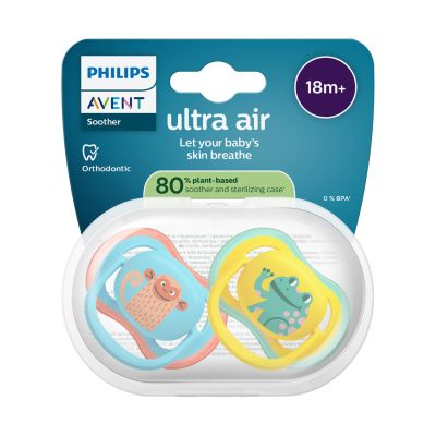 Philips Avent Ultra Air Fopspeen - 18+ Mnd - 2 Stuks - Plant-based Philips Avent Ultra Air Fopspeen - 18+ Mnd - 2 Stuks - Plant-based