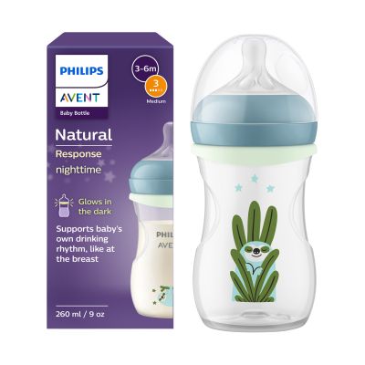 Philips Avent Babyfles Natural Response Glow in the Dark - 260 ml Philips Avent Babyfles Natural Response Glow in the Dark - 260 ml