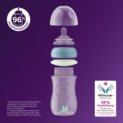 Philips Avent Babyfles Natural Response Glow in the Dark - 260 ml Philips Avent Babyfles Natural Response Glow in the Dark - 260 ml