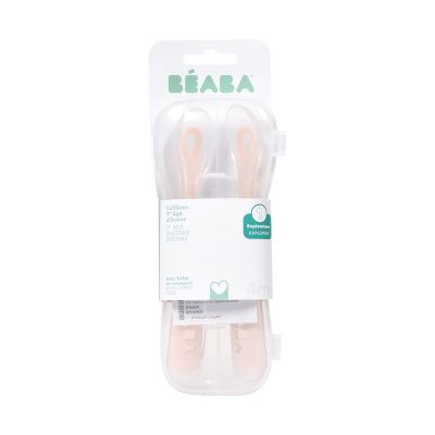 Beaba Siliconen Lepelset 1ste Leeftijd met Reisetui - Duo Cotton Candy / Marshmallow Beaba Siliconen Lepelset 1ste Leeftijd met Reisetui - Duo Cotton Candy / Marshmallow