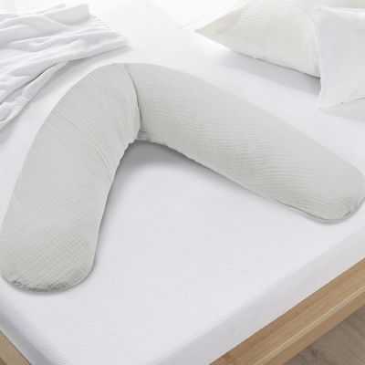 Theraline Voedingskussen Dodo Met Hoes - Muslin - Misty Grey - 170 x 34 cm Theraline Voedingskussen Dodo Met Hoes - Muslin - Misty Grey - 170 x 34 cm
