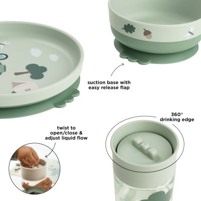 Done By Deer Tiny Trails Foodie Dinerset Met 360° Beker - Green