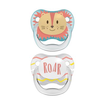 Dr. Brown&#039;s Animal Faces Fopspeen - Rond - 2 Stuks - 0-6 Mnd - Leeuw