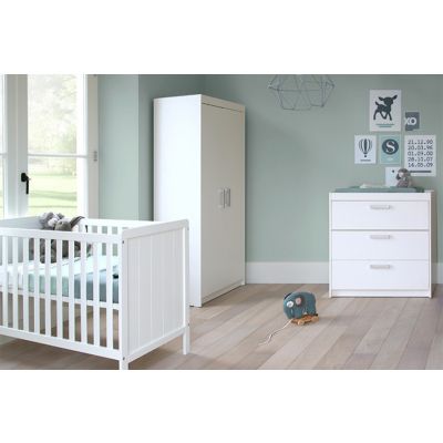 Europe Baby Ralph Ledikant 60 x 120 cm/Commode 3 Laden/Hanglegkast 2 Deuren - Wit