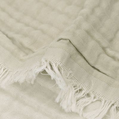 Jollein Ledikantdeken Fringe Olive Green / Ivory GOTS 120 x 120 cm