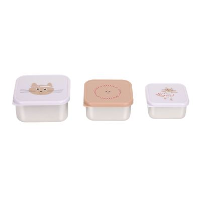Lässig Tiny Team Cat Snackbox - 3 Stuks - RVS - Paars Lässig Tiny Team Cat Snackbox - 3 Stuks - RVS - Paars