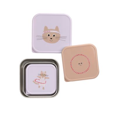 Lässig Tiny Team Cat Snackbox - 3 Stuks - RVS - Paars Lässig Tiny Team Cat Snackbox - 3 Stuks - RVS - Paars