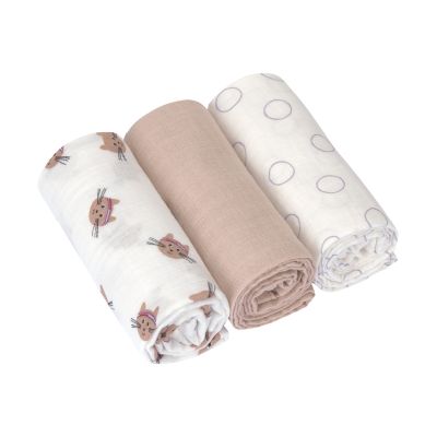 Lässig Swaddle & Burp Multidoek M GOTS Tiny Team Cat – 3 pcs 60 x 60 cm