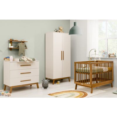 Bopita Ledikant 70 x 140 - Commode - 2-Deurskast - Kaleo - Dune /Rose Wood