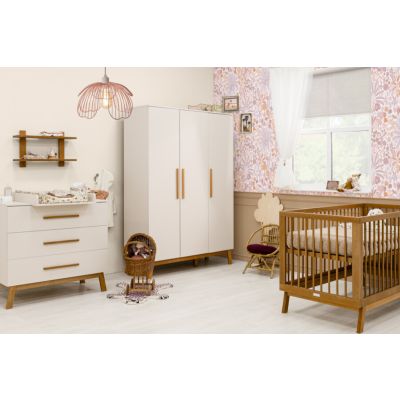 Bopita Ledikant 70 x 140 - Commode - 3-Deurskast - Kaleo - Dune /Rose Wood