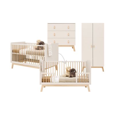 Bopita Ledikant 70 x 140 cm - Commode - Kast 2drs - Lines - Dune/Natural