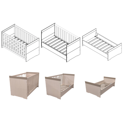 Interbaby Ledikant 70 x 140 - Commode - Hanglegkast Sandstone