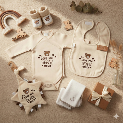 VIB Love You BEARY Much Slabbetje - One Size - Beige 