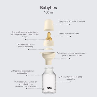 Bibs Fles - Slow Flow - 150 ml - Latex - Ivory Bibs Fles - Slow Flow - 150 ml - Latex - Ivory