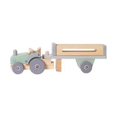 Phoohi Houten Traktor Met Trailer 8-Delig - Pastelkleur Phoohi Houten Traktor Met Trailer 8-Delig - Pastelkleur