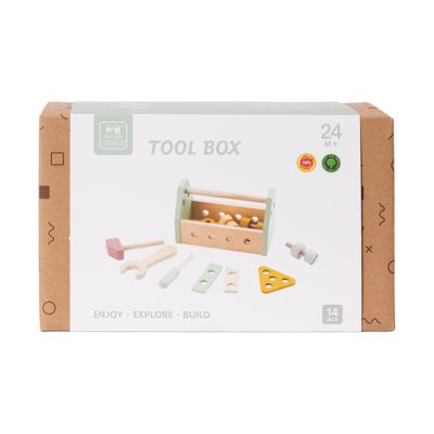Phoohi Houten Gereedschapskist - 14 delig - Pastelkleur Phoohi Houten Gereedschapskist - 14 delig - Pastelkleur