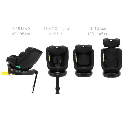 Puck Autostoel JUNE-black Draaibaar Groep 0/1/2/3 (40-150 cm)