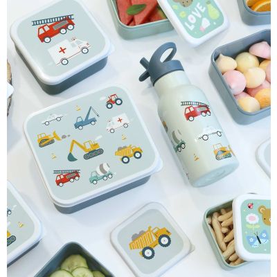 A Little Lovely Company Lunch & Snack Box Set - Vehicles A Little Lovely Company Lunch & Snack Box Set - Vehicles