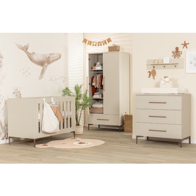 TWF Ledikant 60 x 120 - Commode 3 Laden - Hanglegkast 2 Deuren 1 Lade Salerno Metaal