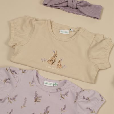 Babylook Lavender T-Shirt Korte Mouw Bunny - Maat 68 - Oyster Gray